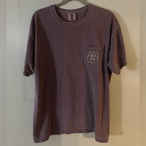 Purple Alpha Kappa Lamba x Phi Mu Spring Block Pocket Comfort Colors Tee Size L